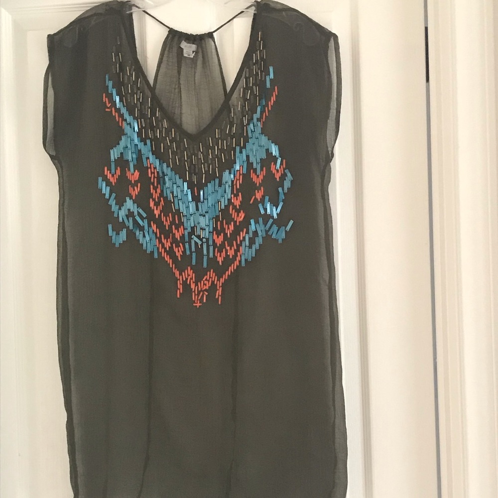 Ecote Olive Green Sequin Coverup Sz M